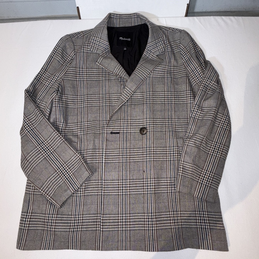 Madewell Caldwell Plaid Double Breasted Blazer Jacket Womens Size L